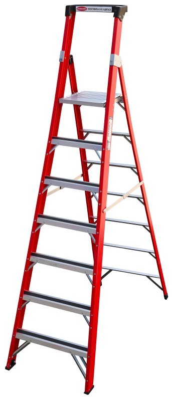 Стремянка FGP207 стеклопластиковая 7 ступеней с лотком для инструмента
