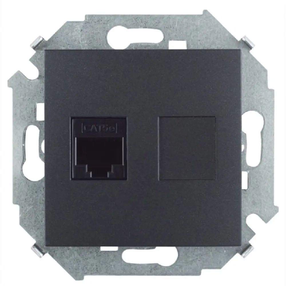 93727325 Розетка RJ45 встраиваемая Simon 15 цвет графит STLM-0557818