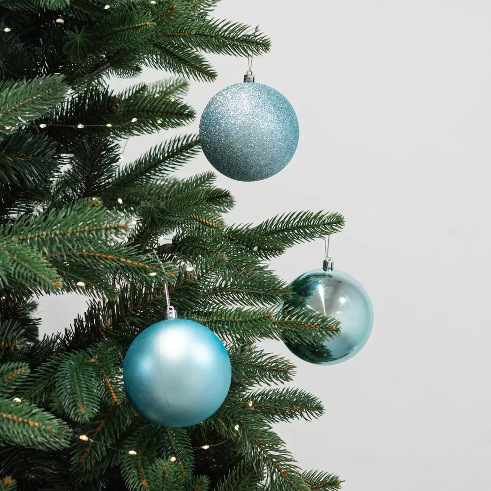 Набор елочных шаров KREAFORTA синий с блестками 8 шт. ø10 см 89420570 STLM-1584473 - Вид №1