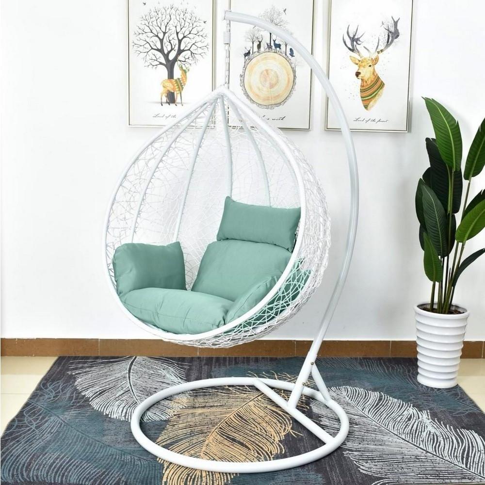 Подвесное кресло из искусственного ротанга 65 см белое Afina White&Green AFINA  00-3881232 Белый;зеленый  - Вид №1
