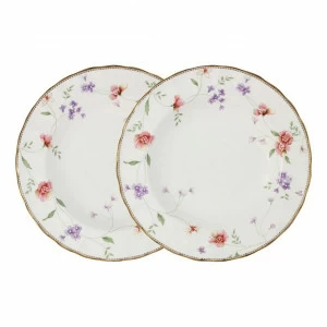 Тарелки фарфоровые обеденные 2 шт бело-красные "Флер" COLOMBO ФЛЁР 00-3946482 Белый;красный