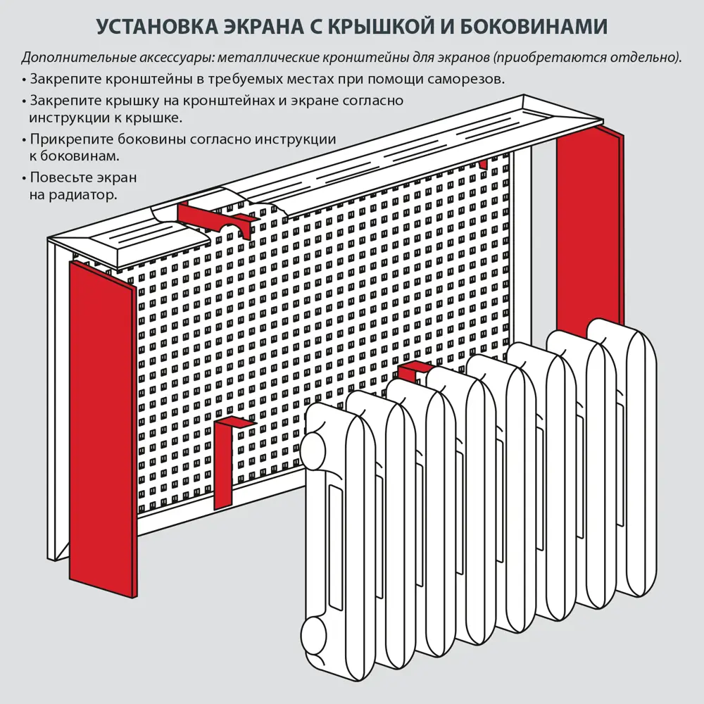 Экран радиатора Готико 120x60 см МДФ цвет дуб сонома Santreyd STLM-2190230 - Вид №4