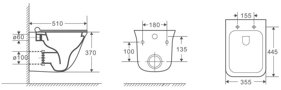 GR-4413S Подвесной унитаз настенный Белый Grossman  Китай  - Вид №5