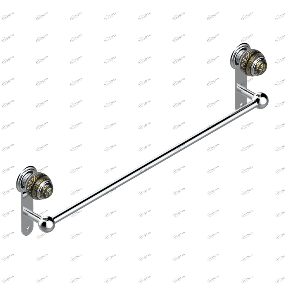 A7F-514/60 Полотенцедержатель одинарный - фиксированная рейка 600 мм Д. 16 мм Thg-paris Marquise чёрный с золотым декором Хром A7F-514/60 CAT.A