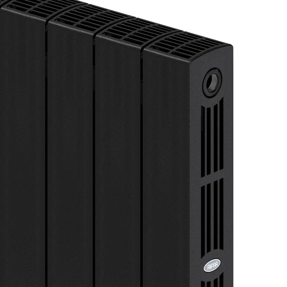 Радиатор секционный Rifar Supremo S50008RAL9005 500/90 8 секций боковое подключение биметалл черный 82560802 STLM-2059402 - Вид №3
