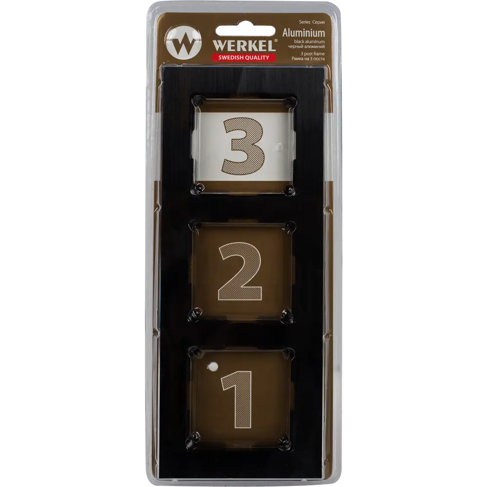 Рамка WERKEL Aluminium на 3 поста - черный алюминий для розеток и выключателей 82125336 STLM-0019665 - Вид №3