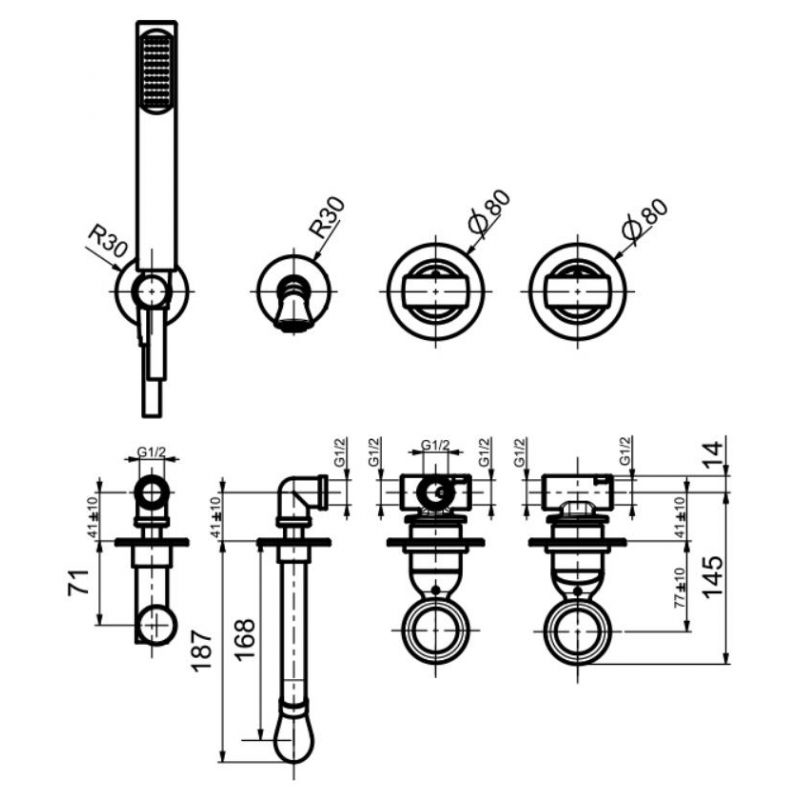 OA860312980 Смеситель для ванны с душем Webert Opera - Вид №1