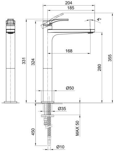 ABOUTWATER Смеситель для раковины на столешницу, одно отверстие Al/23 Fantini Rubinetti sun-id-1363090 - Вид №6