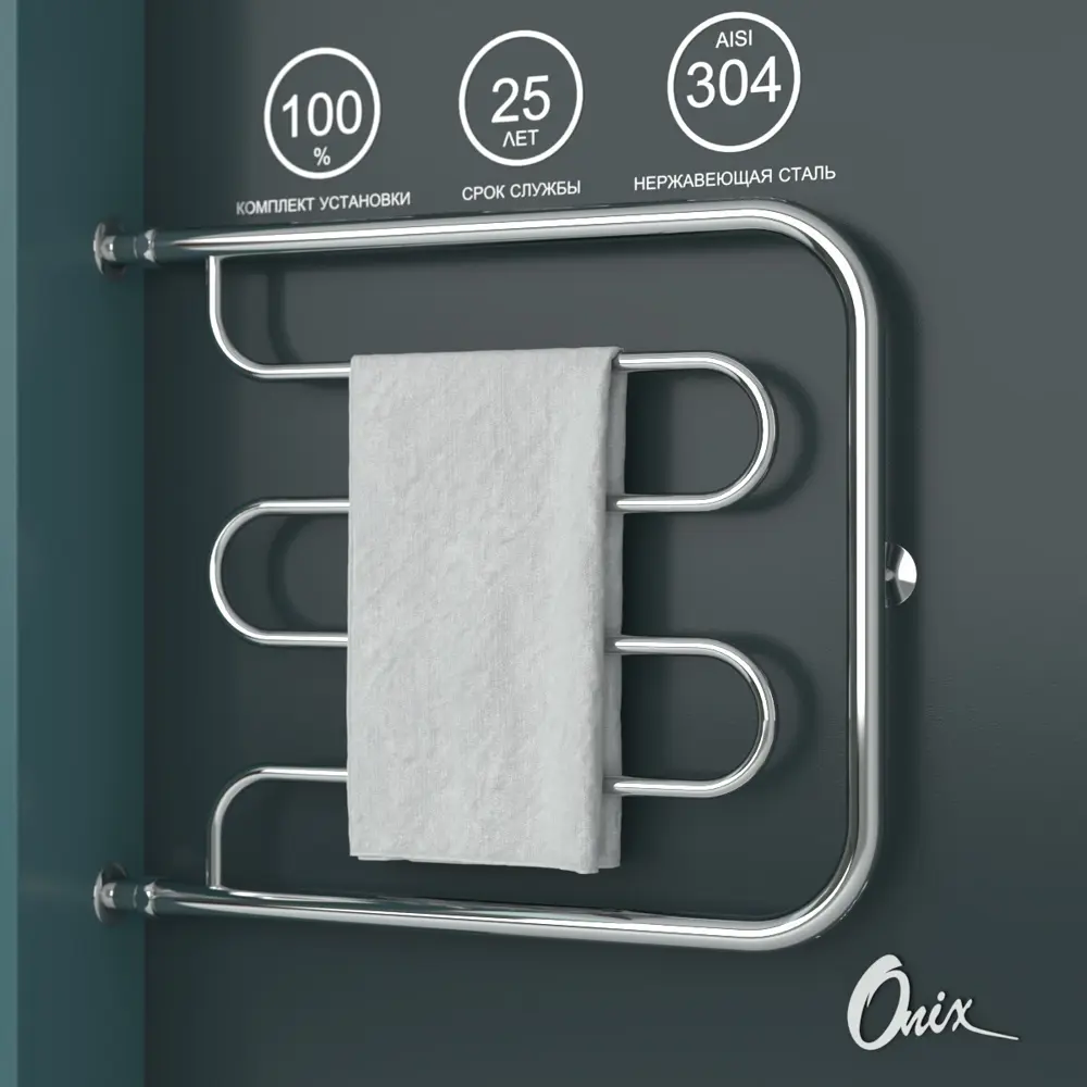 91378711 Полотенцесушитель водяной е-образный Onix Country direct left 70x60 см 3/4" нержавеющая сталь цвет хром STLM-0936127