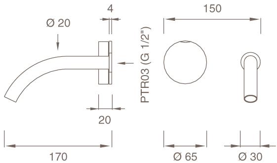 Ceadesign Настенный смеситель для умывальника Hydroprogressive Giotto Gio 19 - Вид №1