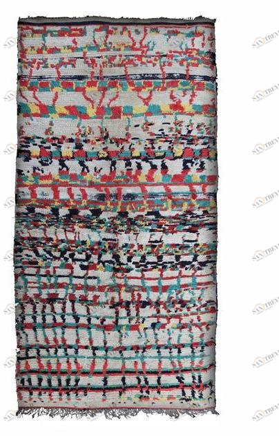 AFOLKI Прямоугольный шерстяной коврик с длинным ворсом и узором Boujad Taa494be