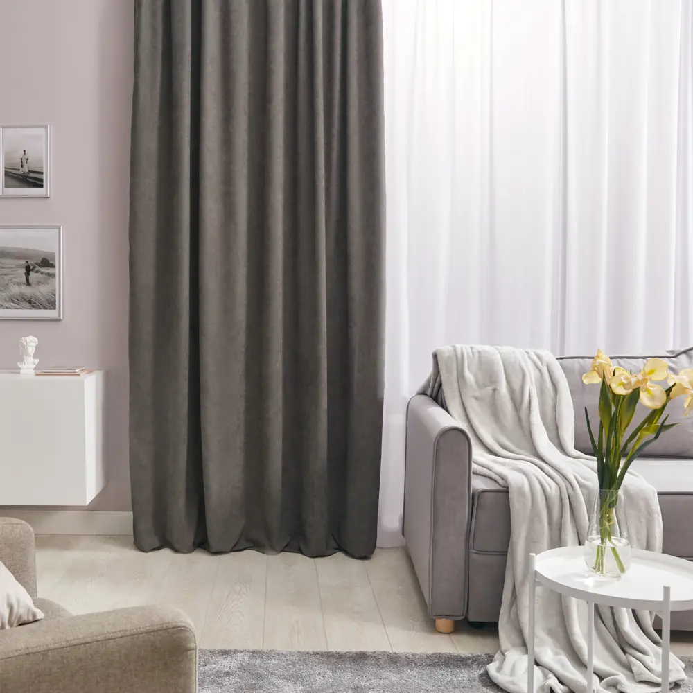 Штора на ленте Рим 200x310 см цвет серый MIAMOZA STLM-2109735