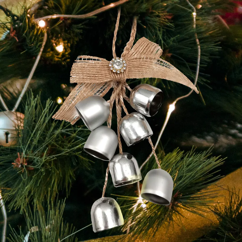 89381642 Украшение елочное «Колокольчики», 13x6.5 см, цвет серебристый STLM-1539767 Santreyd 