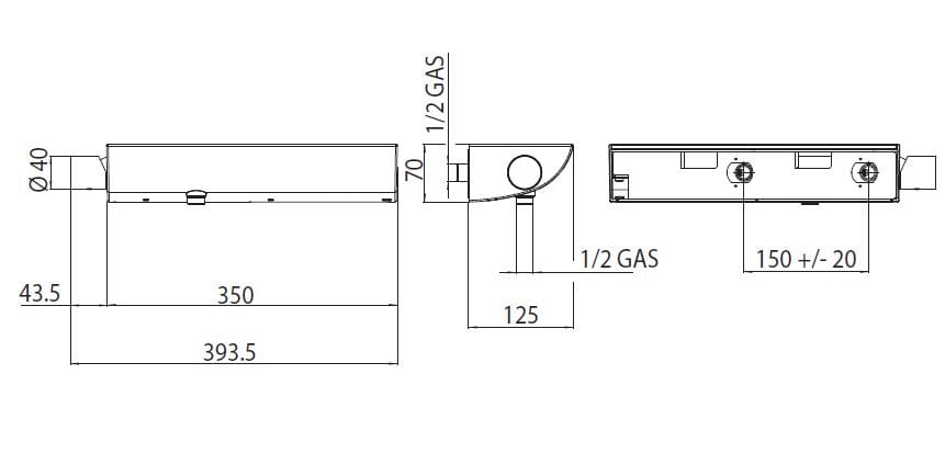 Хром латунь однорычажный смеситель для душа Bossini Teo ARCH-00043453 - Вид №2