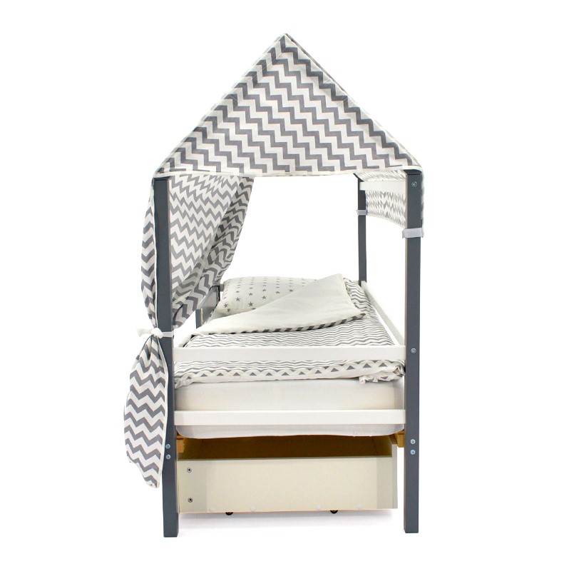 Крыша для кровати-домика текстильная Svogen зигзаги графит БЕЛЬМАРКО  00-3833092 Серый Santreyd  - Вид №2