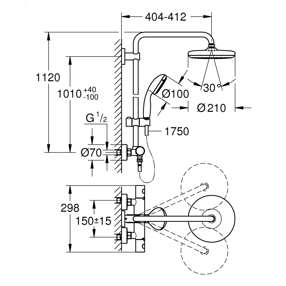 Душевая система Grohe Vitalio Start 210 с термостатом 81895988 STLM-2190500  - Вид №4