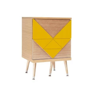 Прикроватная тумбочка с 2 ящиками желто-горчичная Woo Twins WOODI  00-3965928 Бежевый;желтый
