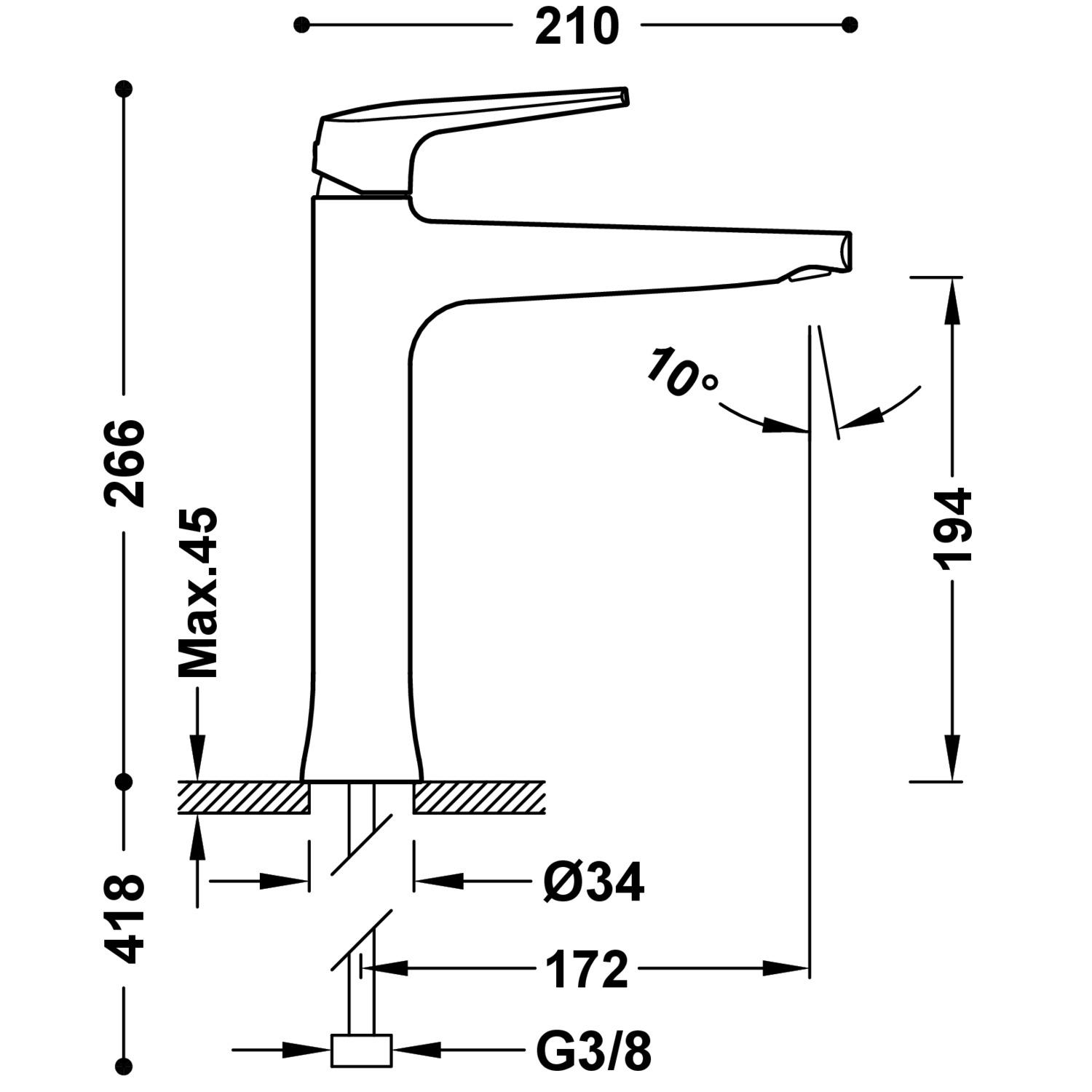Смеситель для умывальника FUJI High с одной ручкой-28120301AC TRES - Вид №1