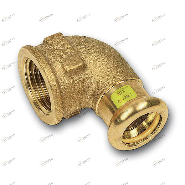 1110902234 SANHA 11090G пресс-фитинг газ, бронза, угловой переход ВПр-ВР 22x3/4 мм 