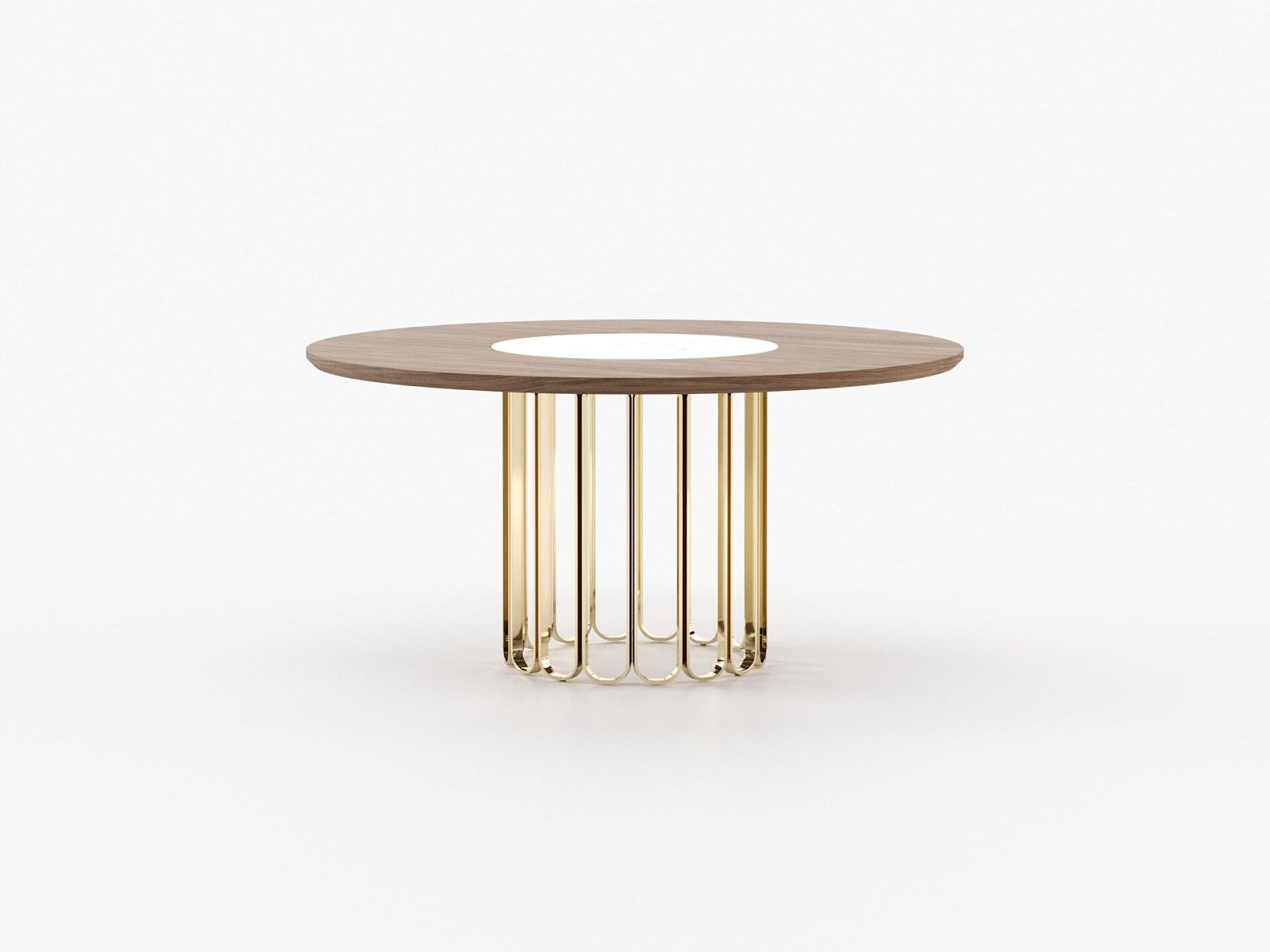 Круглый стол из нержавеющей стали и дерева с Lazy Susan Laskasas Шерил ARCH-00104797 - Вид №4