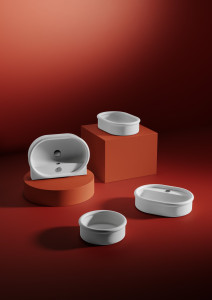 Керамическая овальная столешница с отверстием для крана