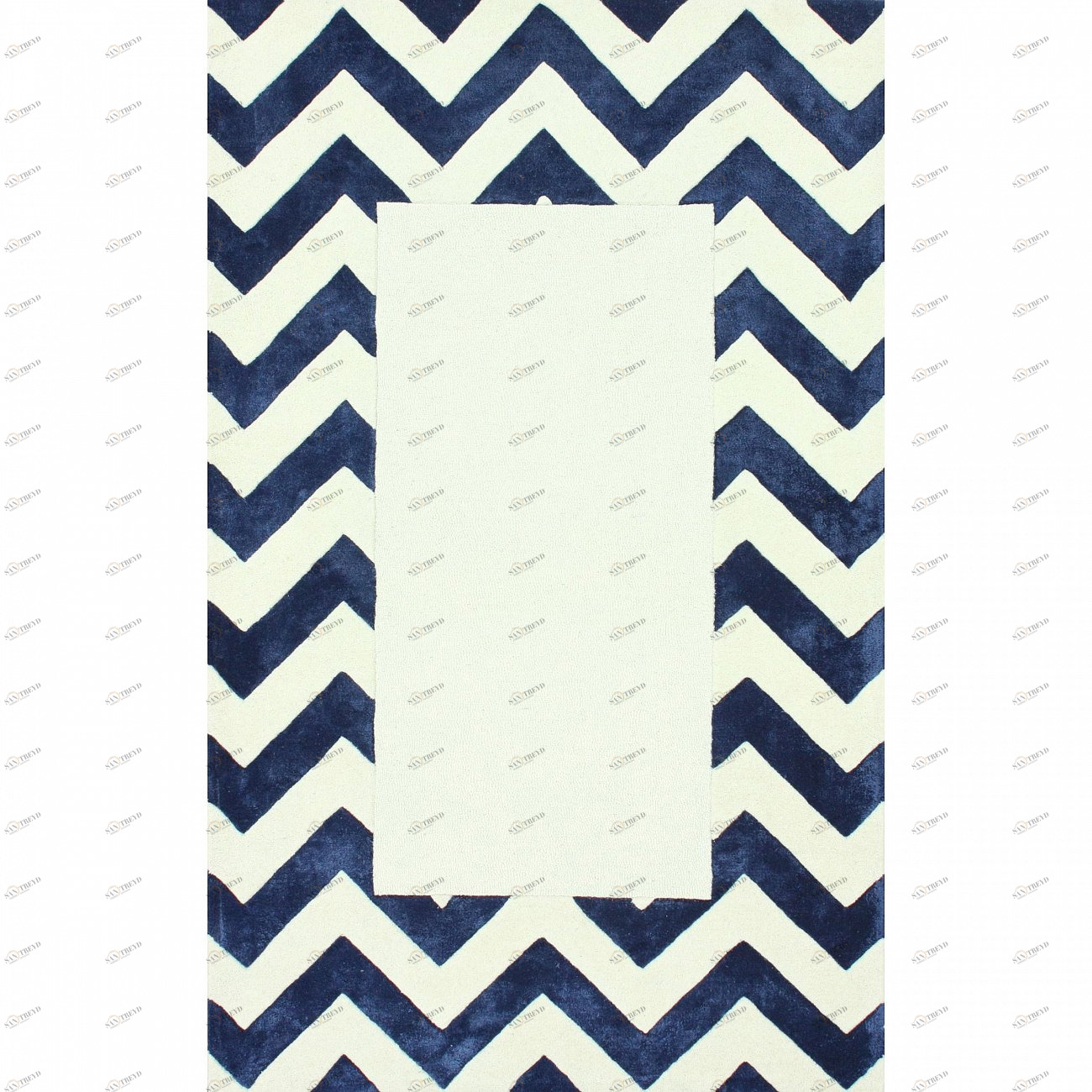 Ковер Zig Zag синий с квадратом 140х200 DOLLY CAPRETS ДИЗАЙНЕРСКИЕ, ЗИГ ЗАГ 015185 Белый;синий 