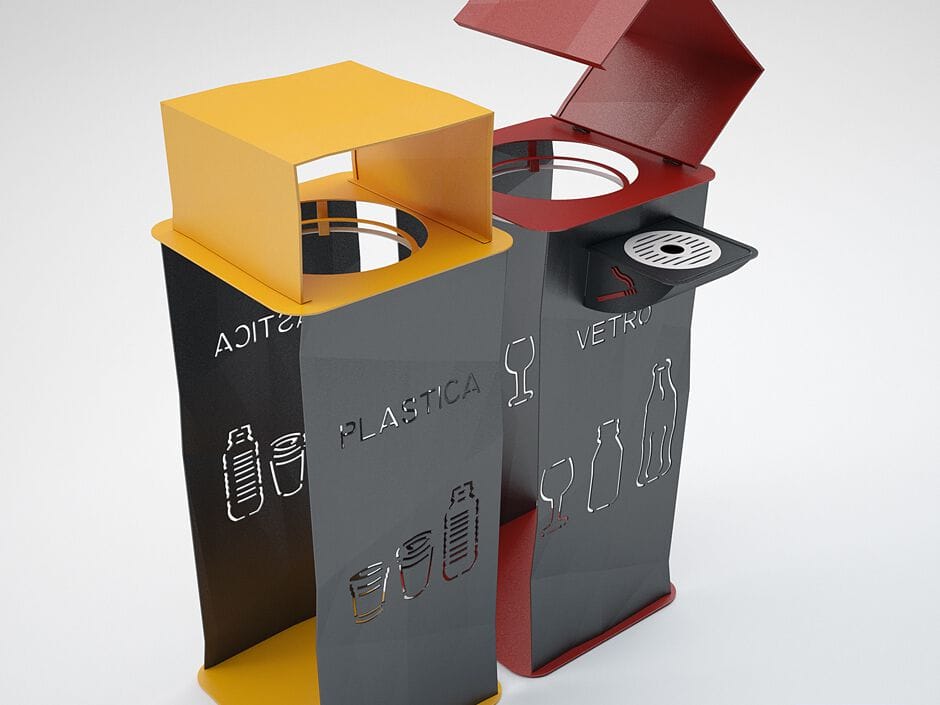 Стальная корзина для мусора с пепельницей и крышкой CITYSì PICASSO ARCH-00030653