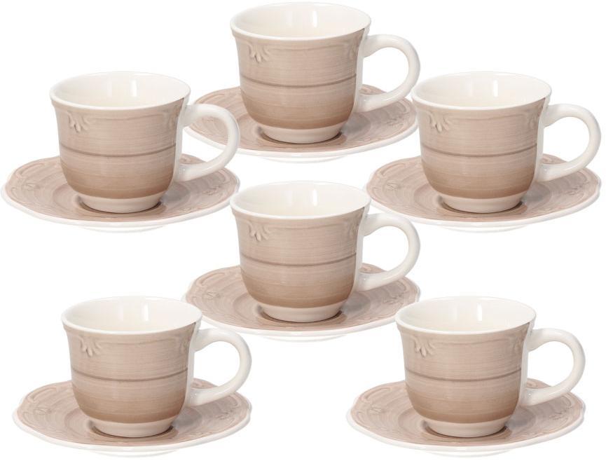 Набор чашек для эспрессо с блюдцем Shabby Beige 90 мл - 6 шт Tognana SM185013105