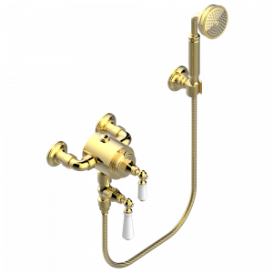 G28-2644TR Смеситель термостатический встраиваемый в стену для душа - межцентровое расстояние 150 мм Thg-paris 1900 с рукоятками Золото