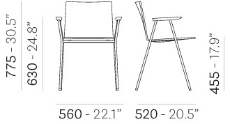 Pedrali Стул из стали и дерева с подлокотниками Osaka metal 5712 - Вид №9