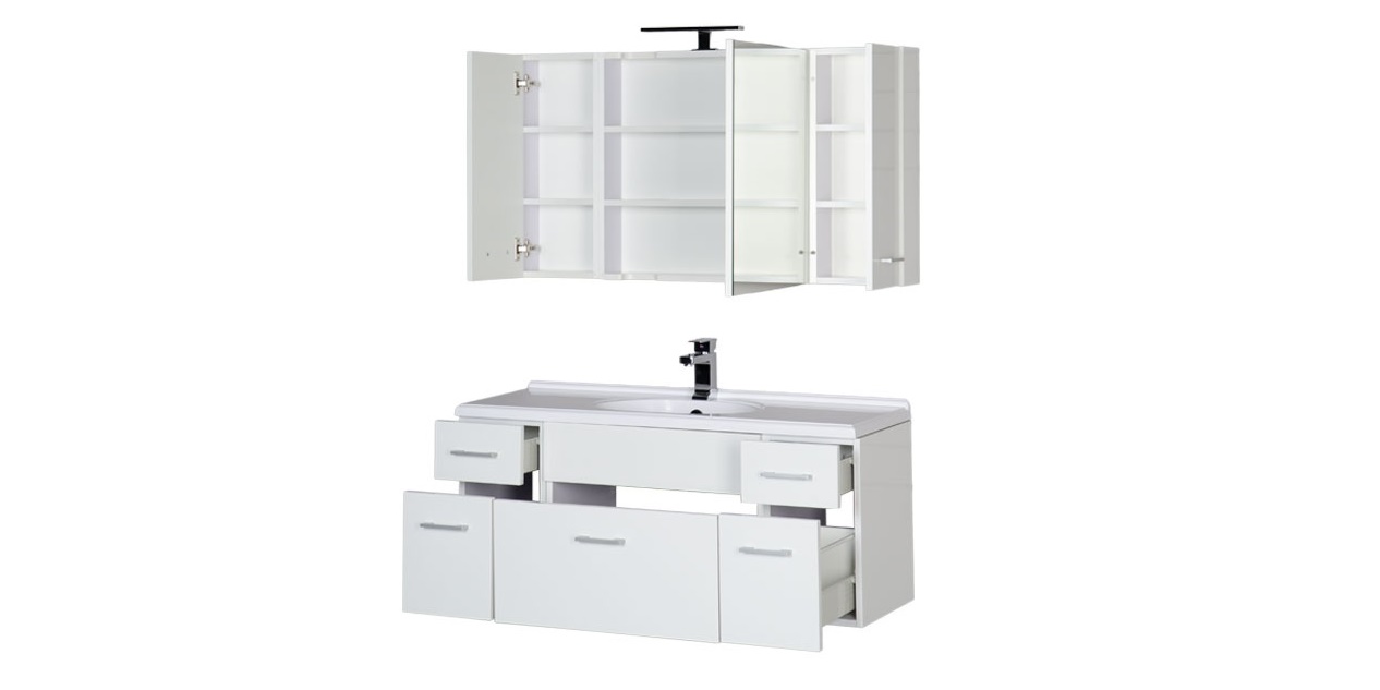Комплект мебели Aquanet Данте 110 белый (камерино 2 навесных шкафчика) 00164826 - Вид №2