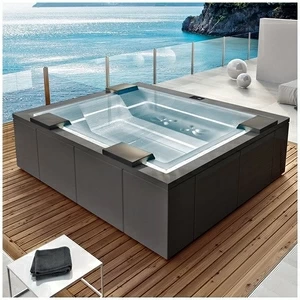 Бассейн Gruppo Treesse Zen PRO-V202P-SE прямоугольный spa с гидромассажем аэромассажем хромотерапией встроенный серый