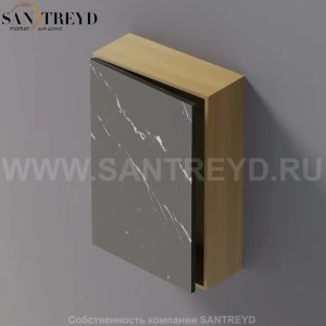 LIFT Модульный шкаф 60 см с левой дверью на доводчиках. Модули могут располагаться горизонтально и вертикально. Отделка: натуральный дуб и черный мрамор. AMOB051NMRTSX