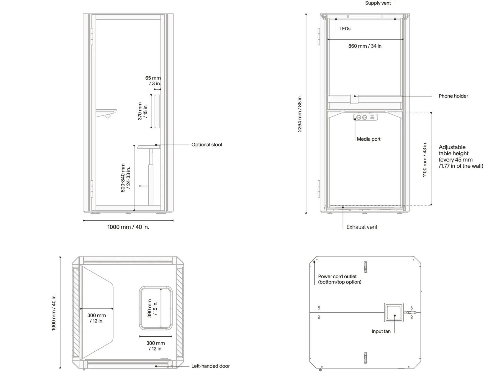 Одноместная акустическая офисная кабина со встроенным освещением Mute Jetson ARCH-00084884 - Вид №5