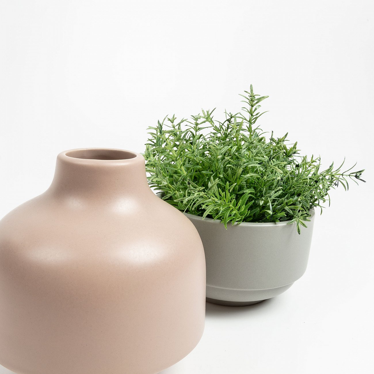 Ваза керамическая из 2 частей серая, розовая 22 см Louane от La Forma LA FORMA LOUANE 343222 Серый  - Вид №1