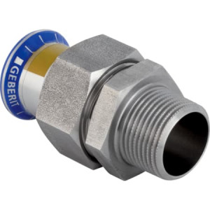 34434 Разъемное соединение Geberit Mapress из нержавеющей стали, с наружной резьбой, накидная гайка из стали CrNi (газ) Geberit