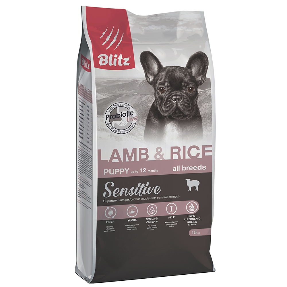 ПР0037293 Корм для щенков lamb & rice all breeds puppy с ягненком и рисом сух. 15кг Blitz 