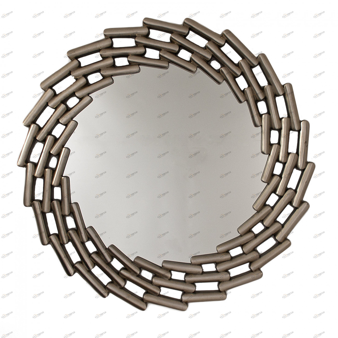 Зеркало большое круглое в витой раме Silver Leaf PUSHA ДИЗАЙНЕРСКИЕ 062517 Серебро 