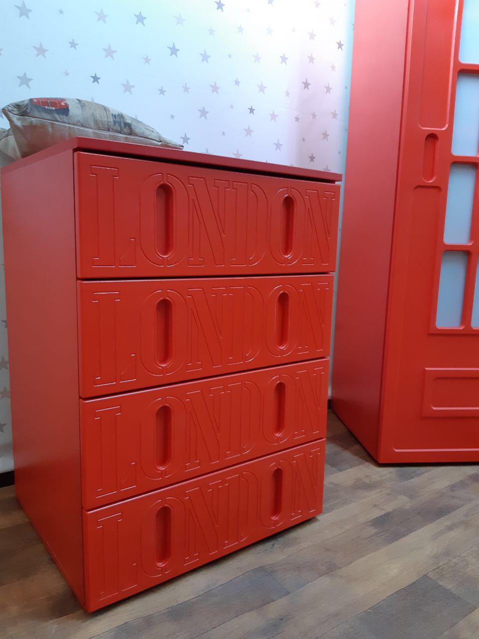 Комод детский высокий с 5 ящиками "Лондон" МАНДАРИН ЛОНДОН 178735 Красный Santreyd  - Вид №6