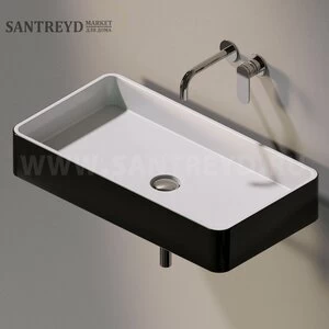 MWL75BICOLOR Подвесная раковина настенная прямоугольная Ceramica Flaminia Miniwash черная
