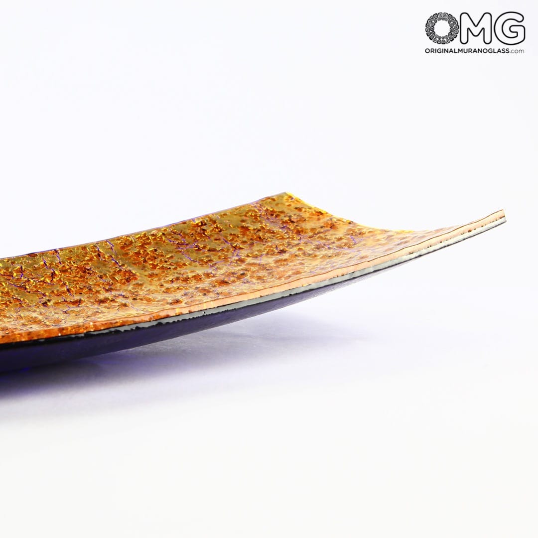 2495 ORIGINALMURANOGLASS Прямоугольгое блюда желтого цвета с золотом - муранское стекло - Original Murano Glass OMG 60 см  - Вид №1
