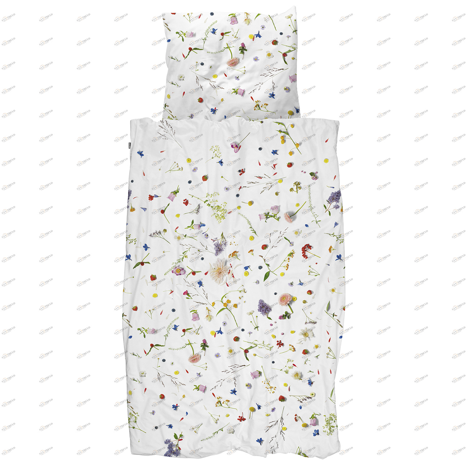 Комплект постельного белья односпальный "Цветочные поля" 150х200 см SNURK  335514 Белый;желтый;зеленый 