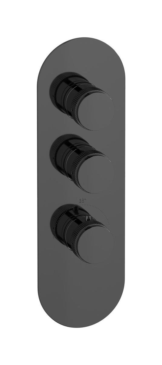 Комплект наружных частей термостата на 2 потребителей - вертикальная овальная панель с ручками Reflex WE ARE IB eua212cfnrx Black Chrome Aqua