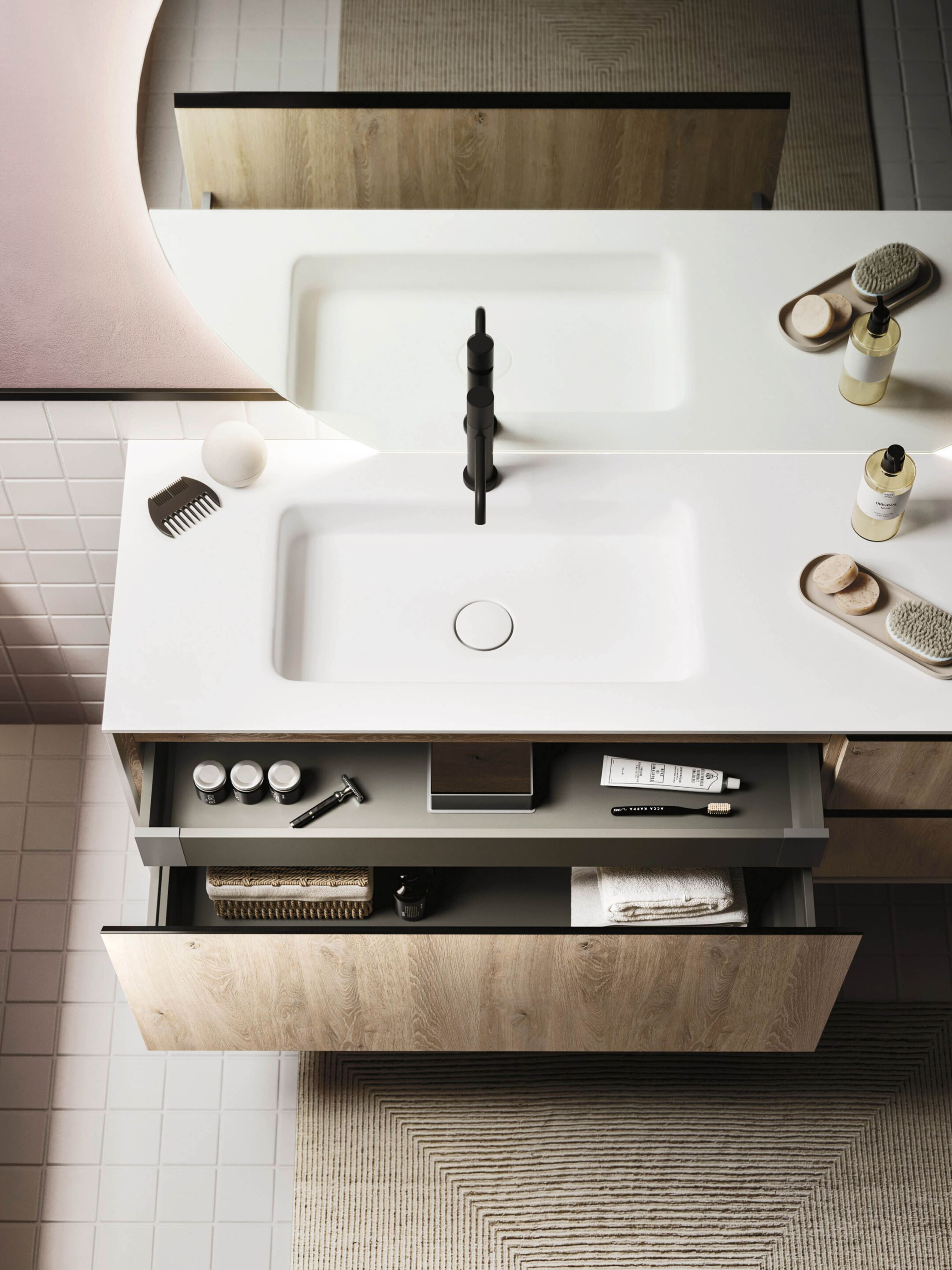 Подвесной шкаф для умывальника со встроенной раковиной Arbi Arredobagno HO.ME PLUS 45° C 24 ARCH-00094733 - Вид №3