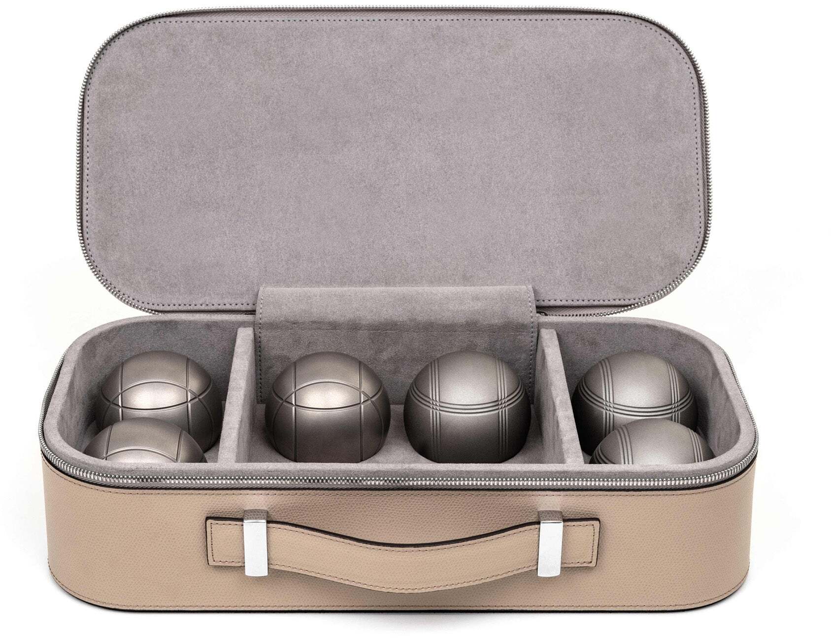 Набор для игры в петанк - 38,5X19XH9,5 см / зернистая кожа_светло-серый