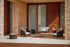 Веревочное садовое кресло с подлокотниками