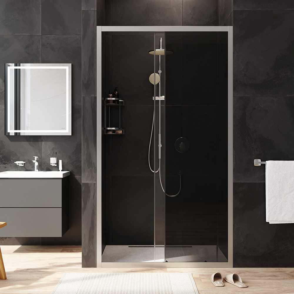 W90G-110-1-195MG Solo Дверь душевая 110х195 стекло тонированное профиль матовый хром AM.PM Gem - Вид №2