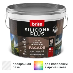 Краска фасадная Brite Silicone Plus матовая цвет прозрачный база С 2.7 л