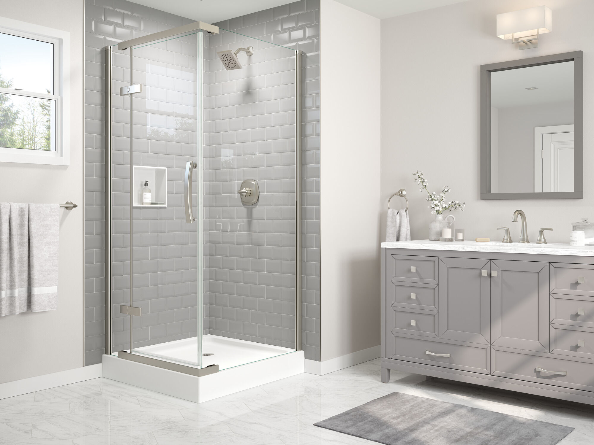 Безрамный душевой уголок 36 x 36 дюймов Delta Faucet B912912-3636-SS - Вид №2