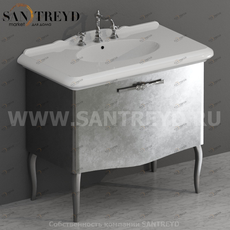 PS100FA Напольная тумба 84 см цвет Платинированная платина Globo Paestum Италия Ceramica Globo